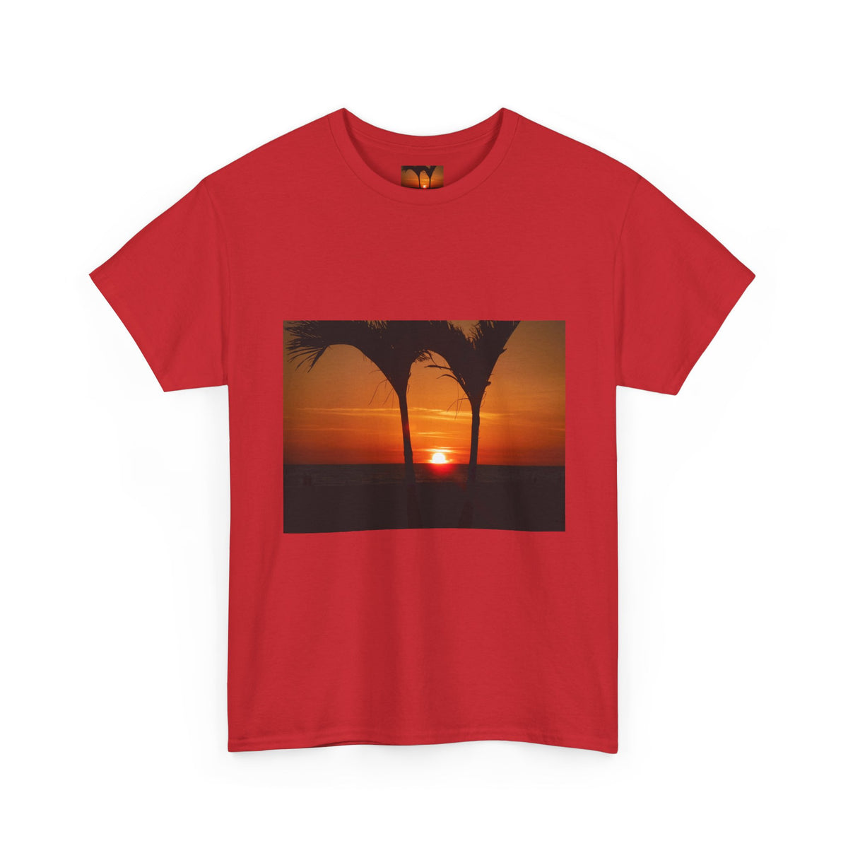 Unisex Sunset Palm Trees Swaying Heavy Cotton Tee
