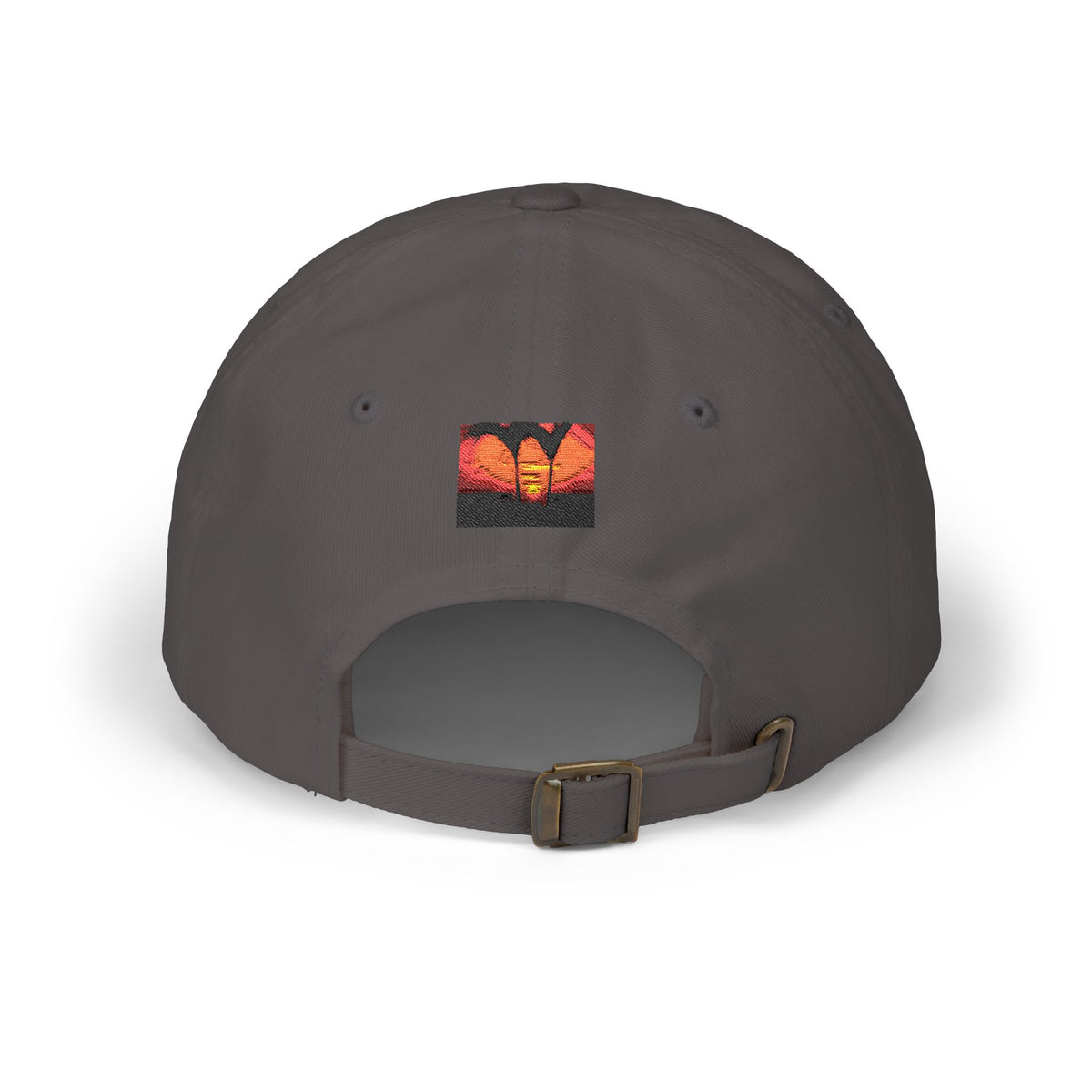 Sunset Palm Dad Cap — Retro Tropical Sunset Embroidered Hat