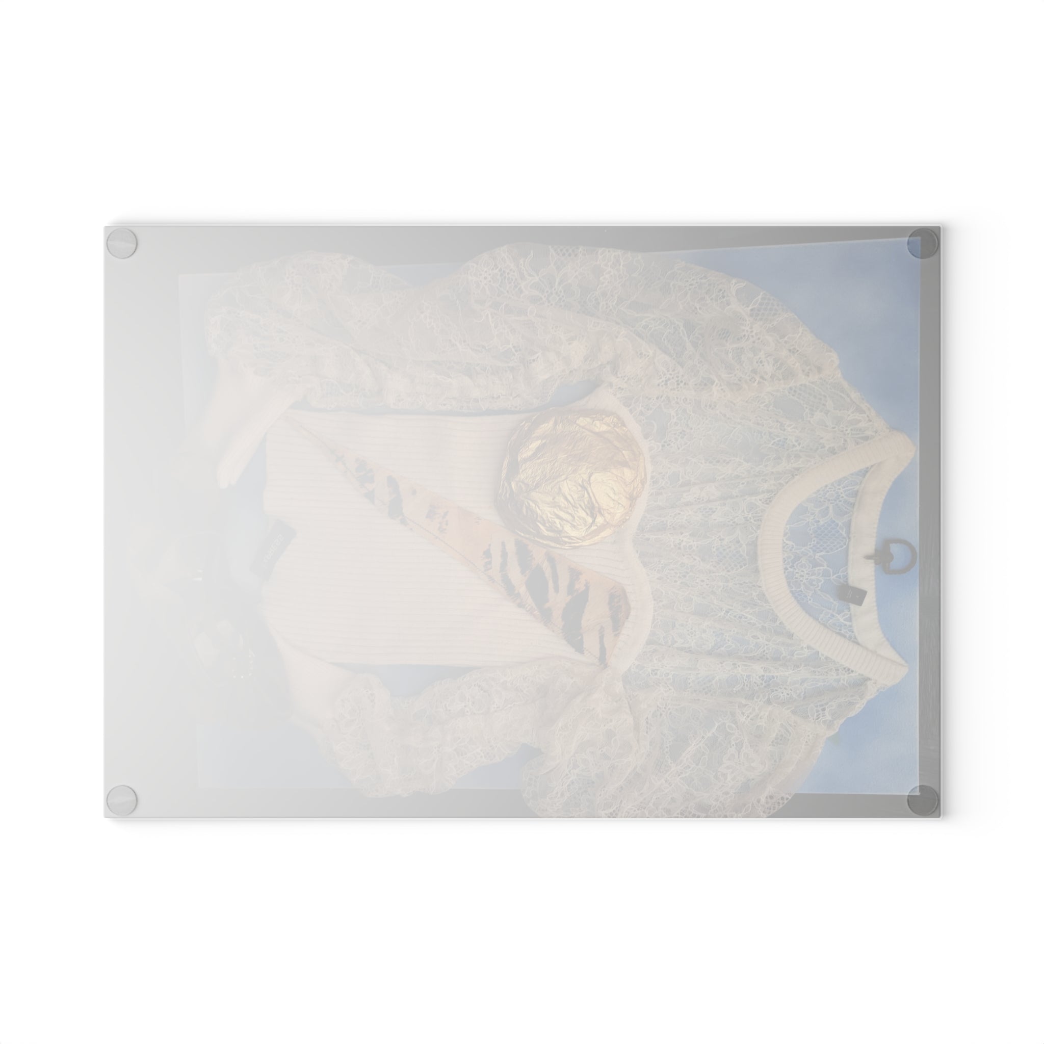 Glass Cutting Board — Vintage Lace & Gold Decorative Kitchen Art