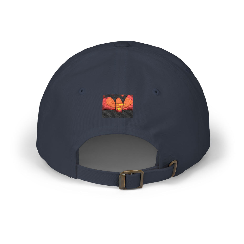 Sunset Palm Dad Cap — Retro Tropical Sunset Embroidered Hat