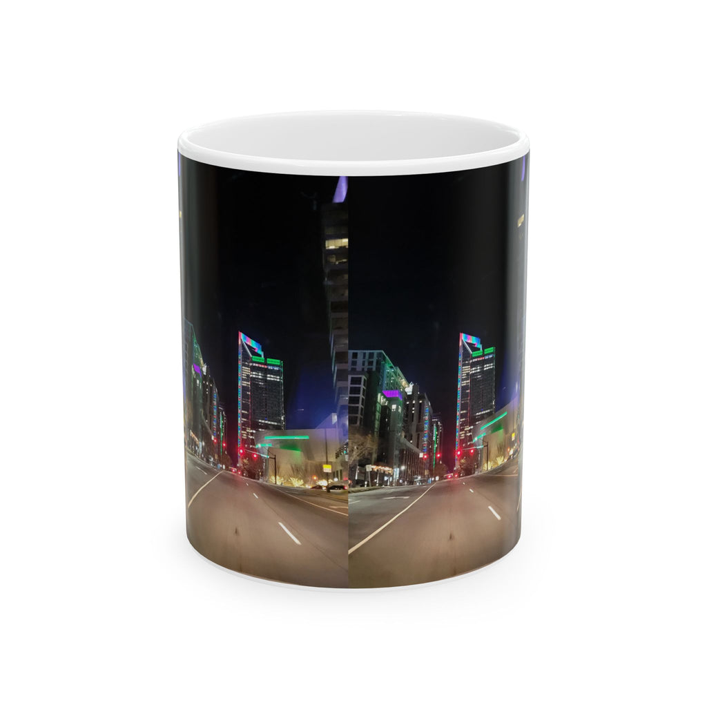 City Lights Nightscape Ceramic Mug – Neon Downtown Skyline Coffee Cup (11oz/15oz)