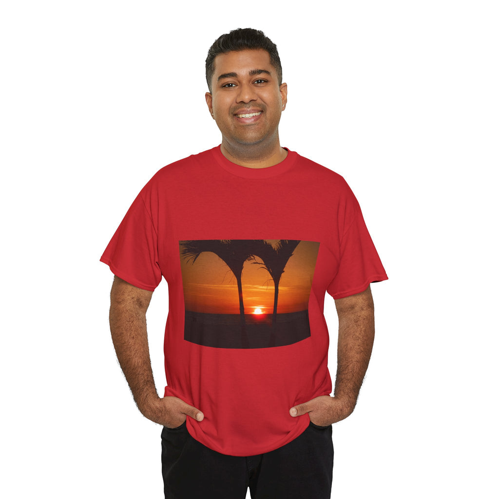 Unisex Sunset Palm Trees Swaying Heavy Cotton Tee