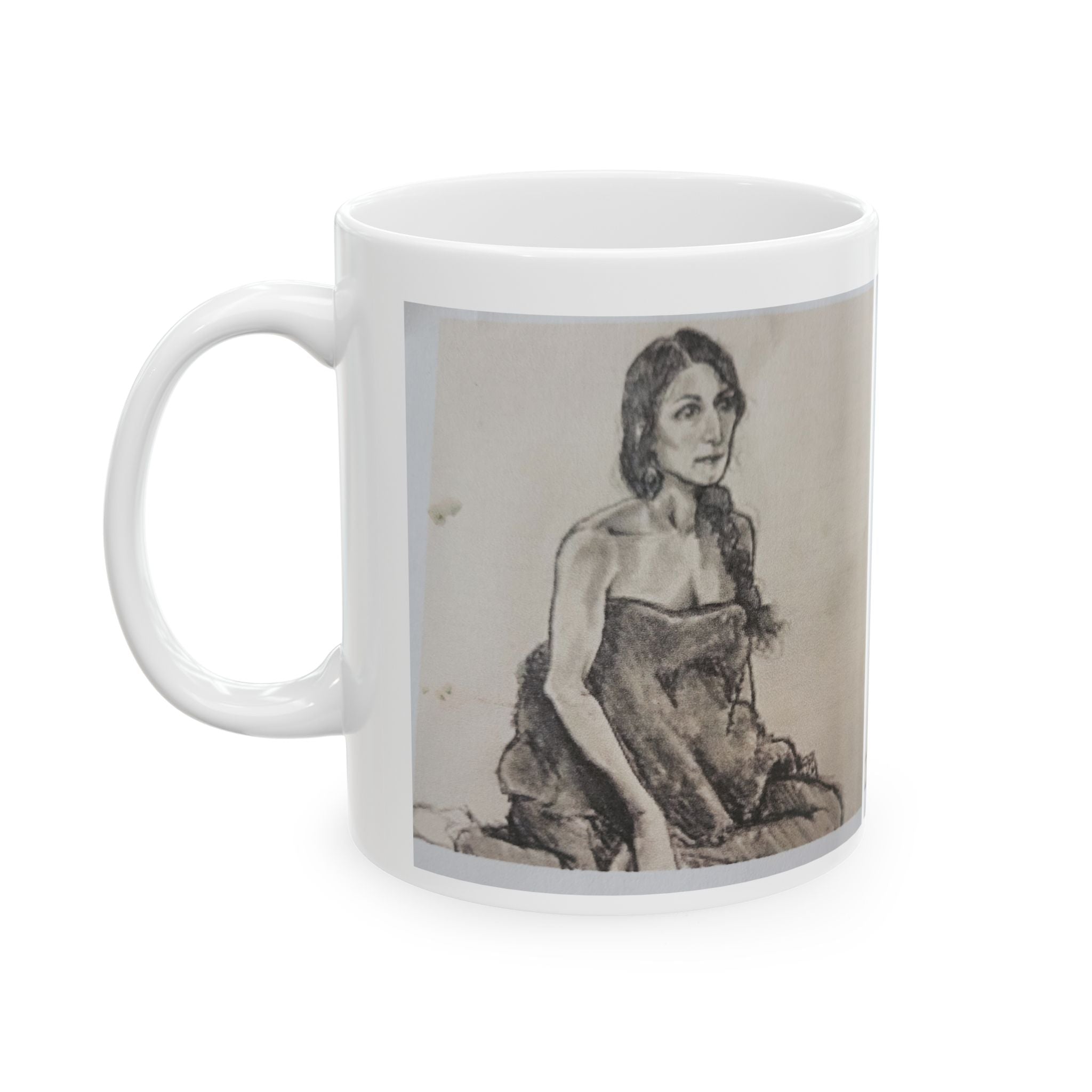 Sketch Art Mug — Vintage Figurative Pencil Drawing Coffee Cup (11oz/15oz)
