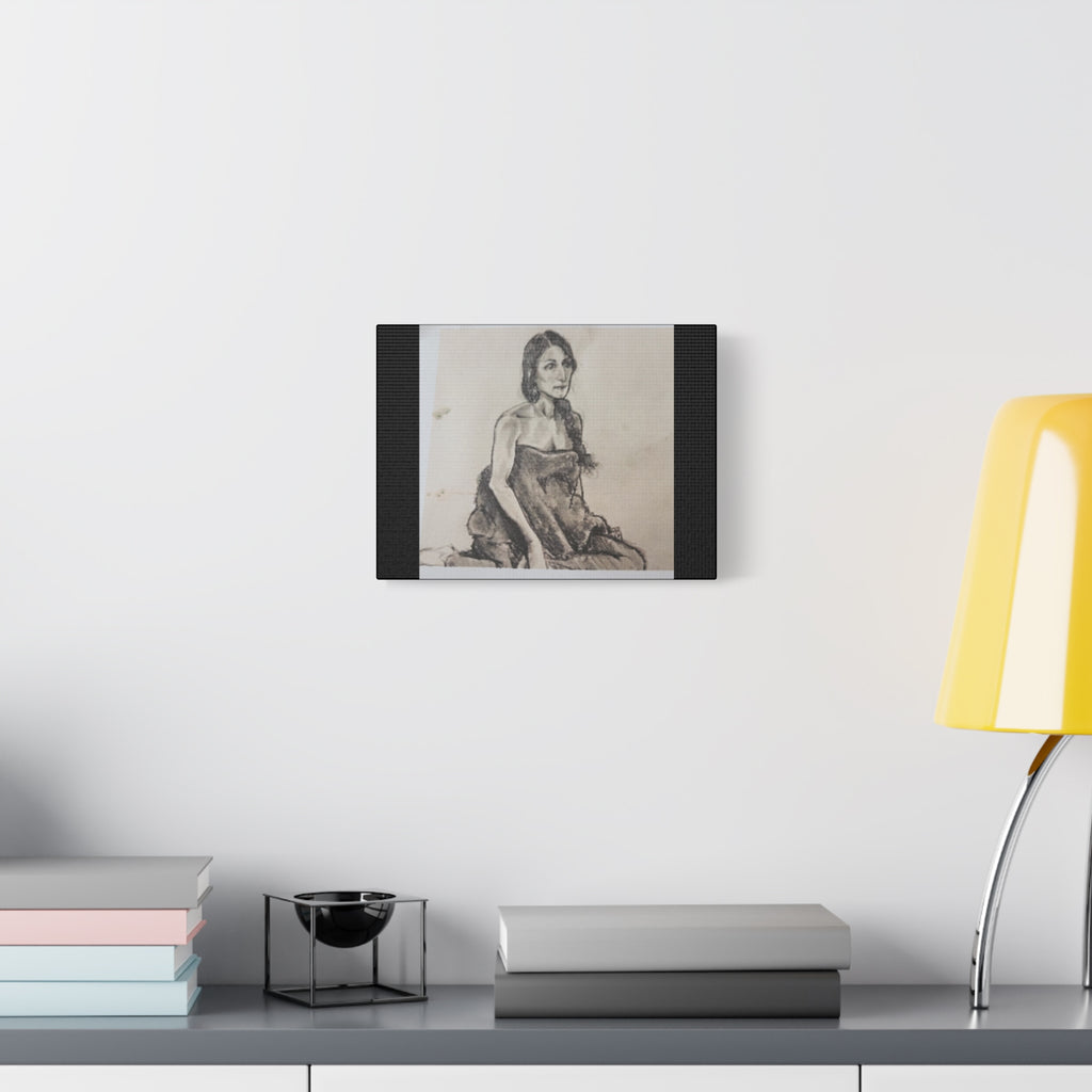 Charcoal Portrait Canvas Print — Elegant Woman Figure Art (Matte Stretched)