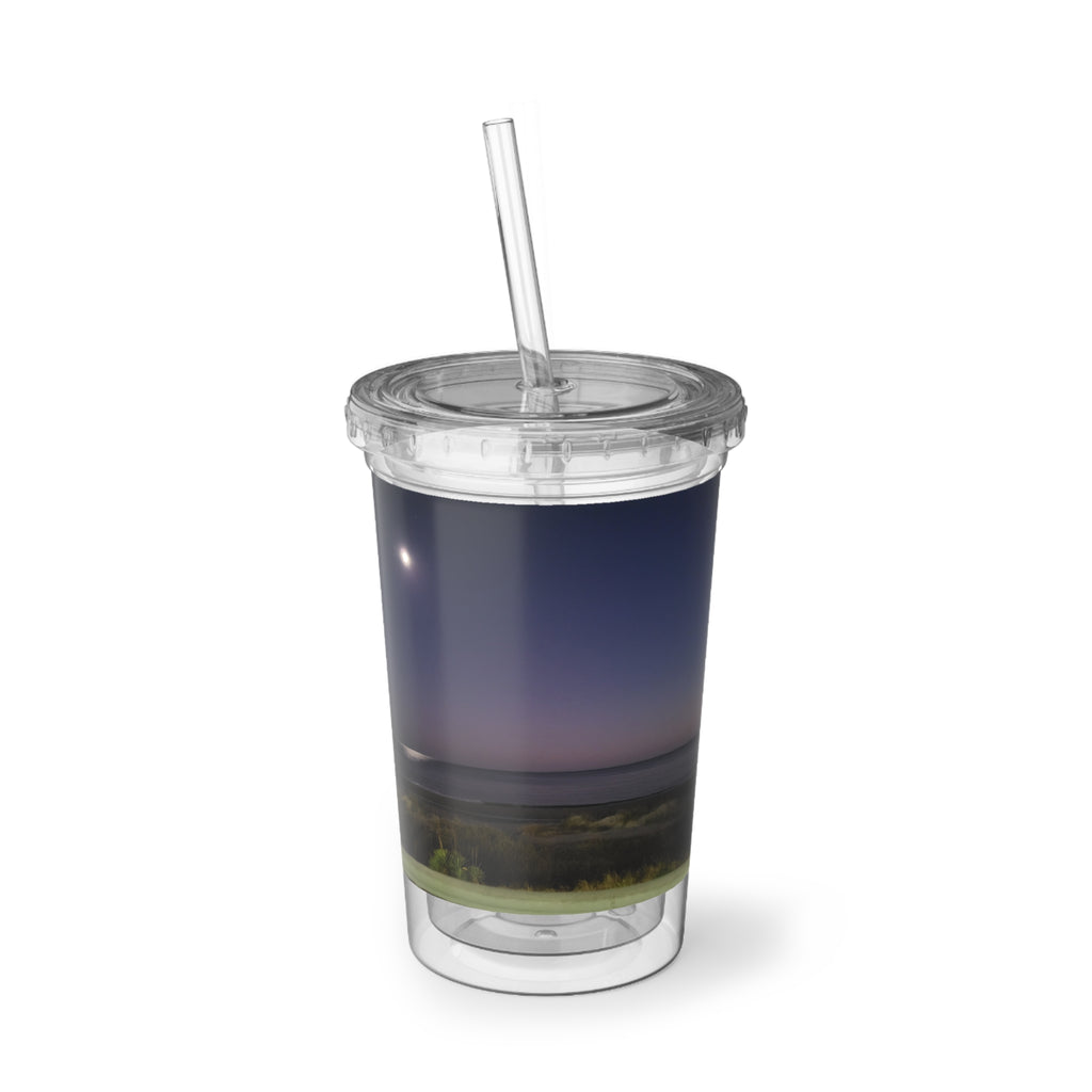 Nightfall Acrylic Tumbler – Moonlit Beach Cold Cup