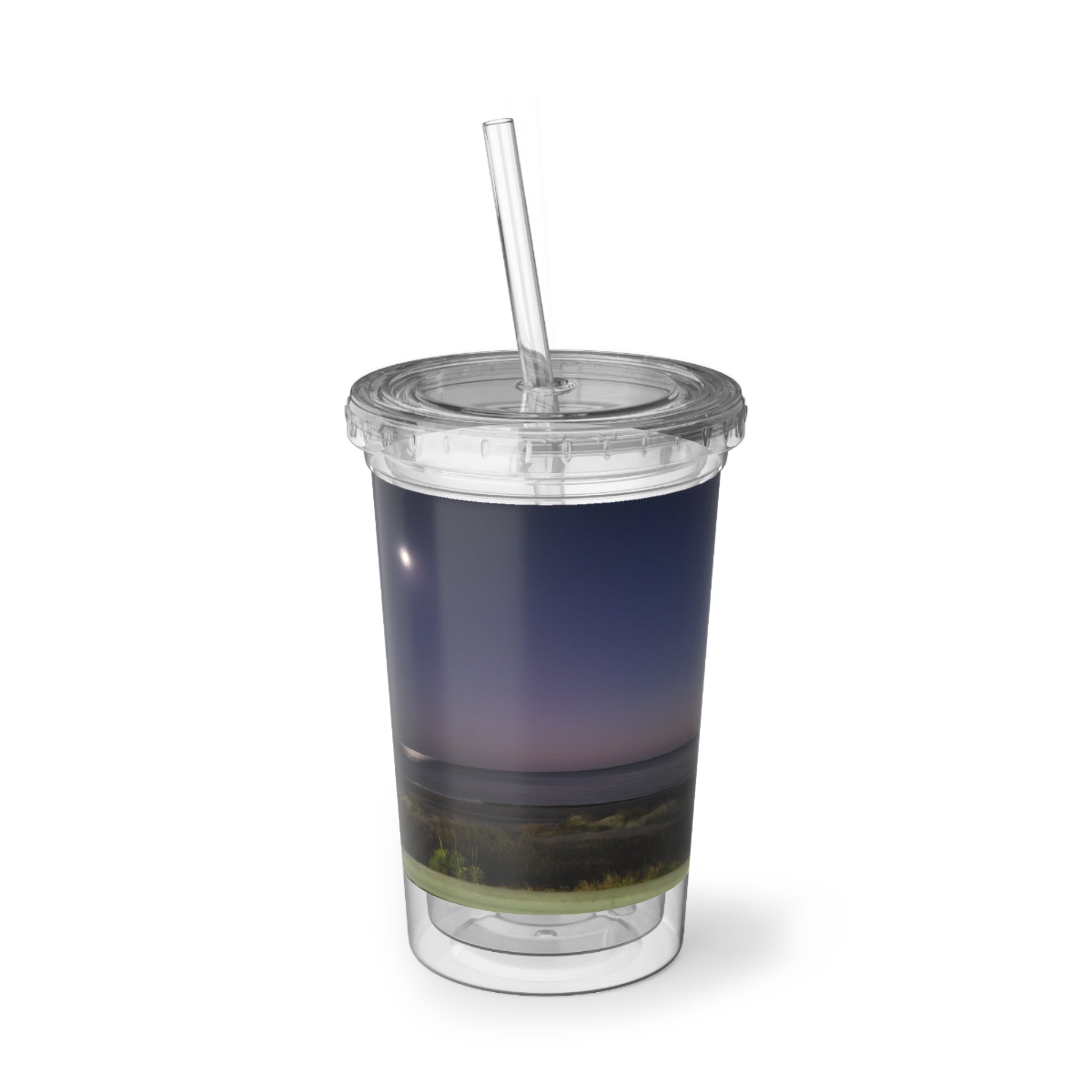 Nightfall Acrylic Tumbler – Moonlit Beach Cold Cup