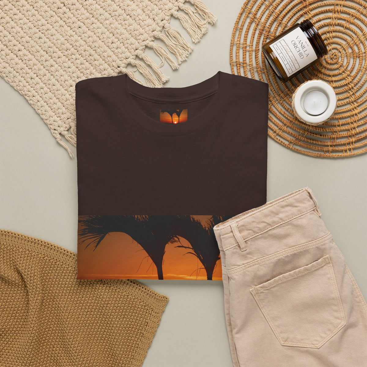 Unisex Sunset Palm Trees Swaying Heavy Cotton Tee