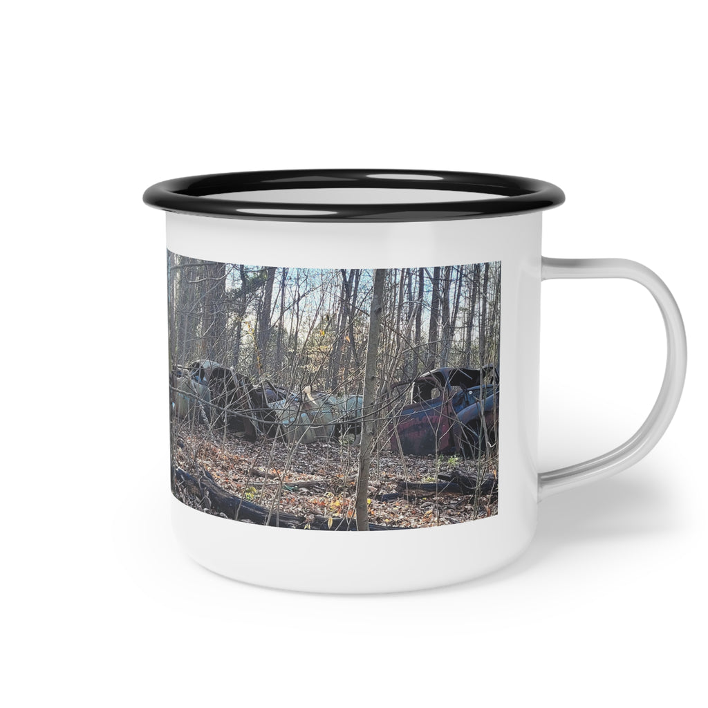 Enamel Camp Cup — Rustic Forest Junkyard Vintage Truck Photo Camper Mug