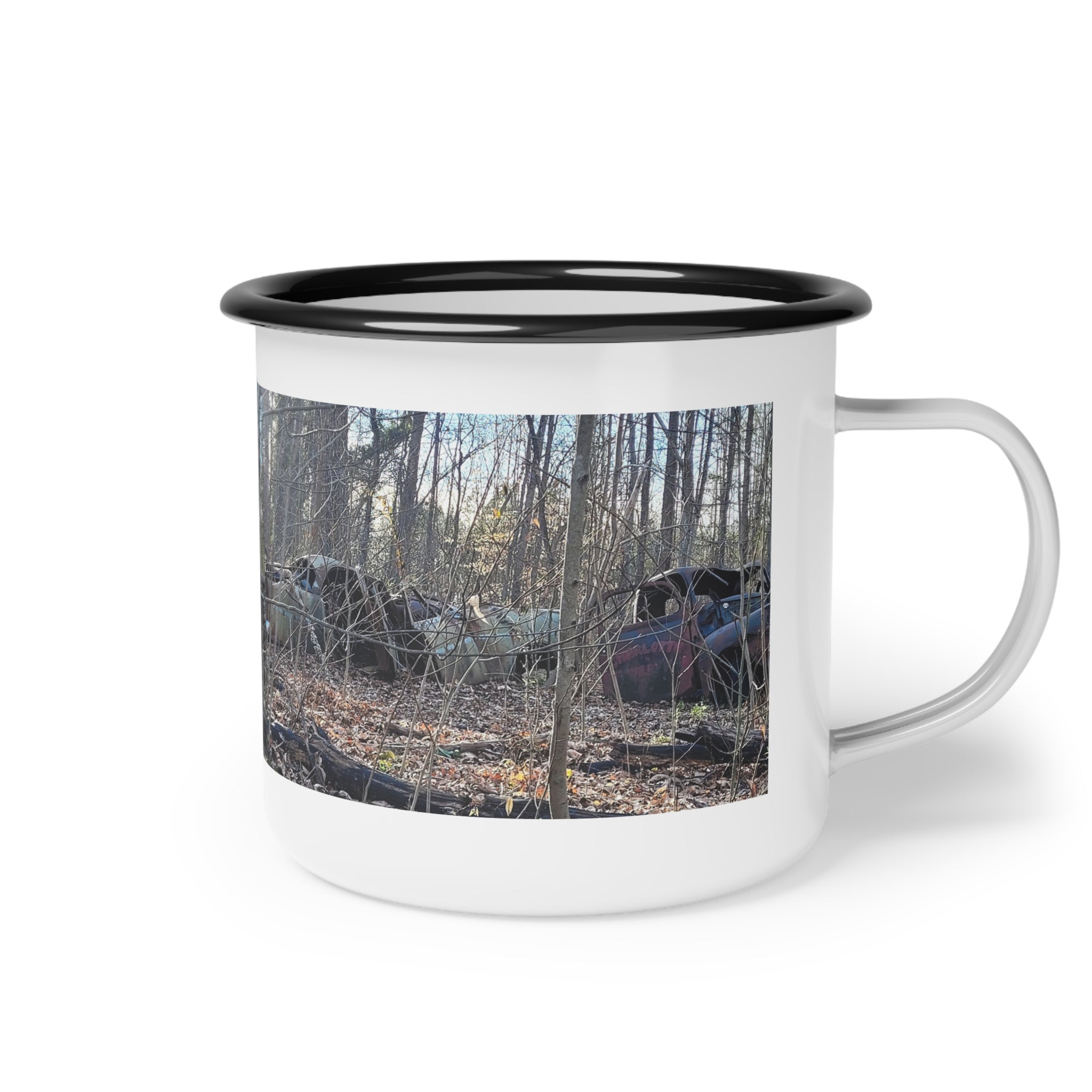 Enamel Camp Cup — Rustic Forest Junkyard Vintage Truck Photo Camper Mug