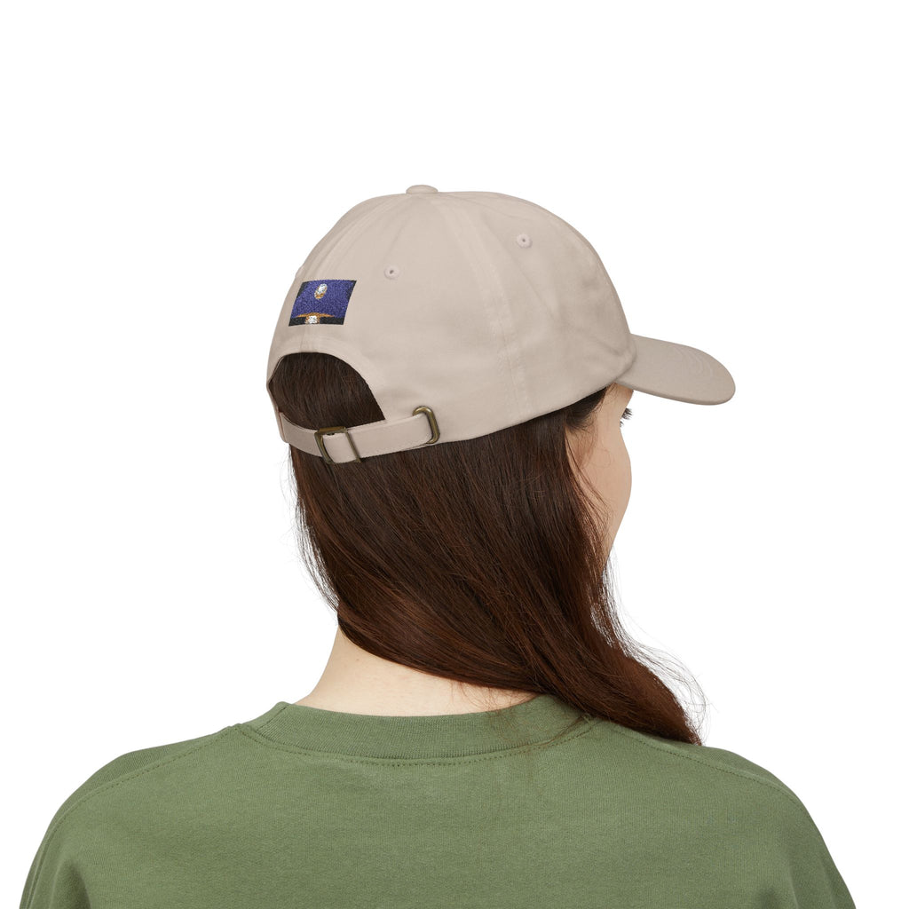 Dad Cap — Retro Full Moon Over Ocean Patch Embroidered Baseball Hat