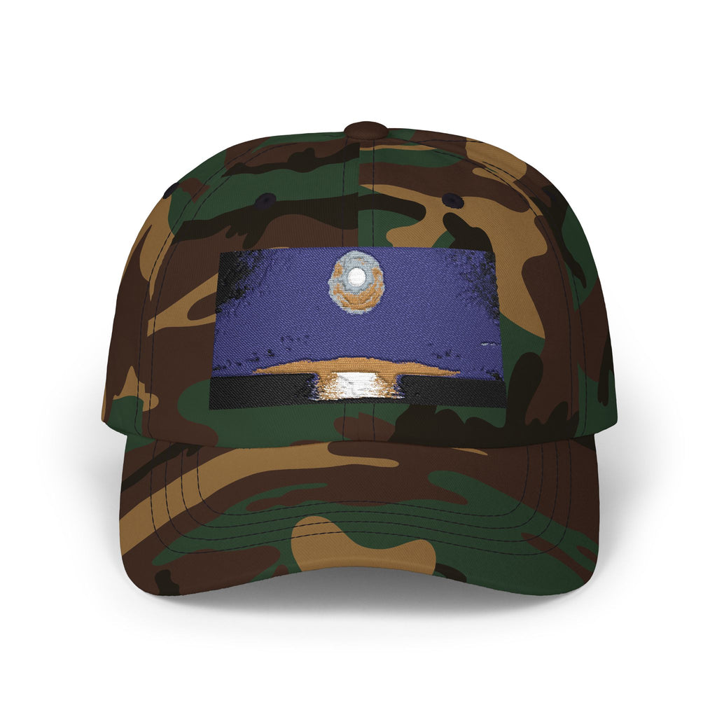 Dad Cap — Retro Full Moon Over Ocean Patch Embroidered Baseball Hat