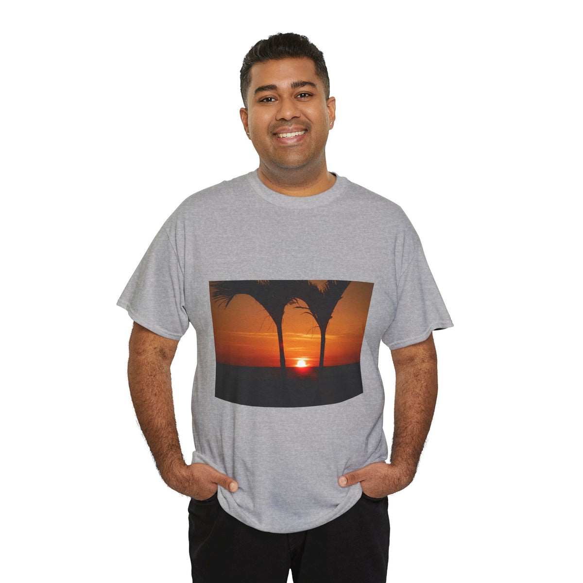 Unisex Sunset Palm Trees Swaying Heavy Cotton Tee