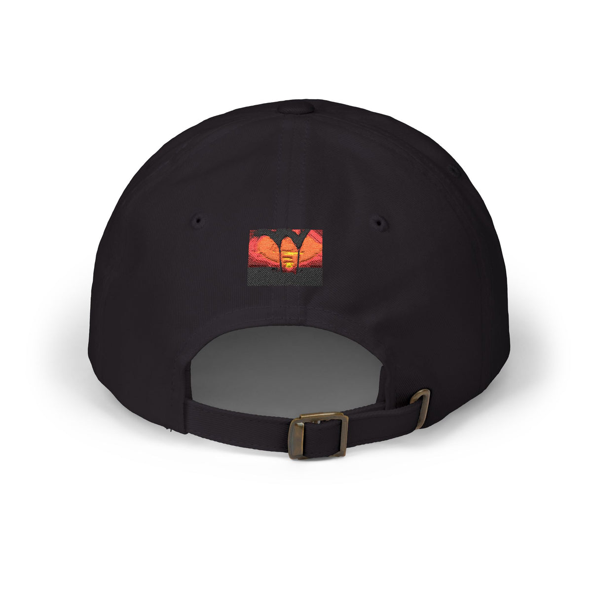 Sunset Palm Dad Cap — Retro Tropical Sunset Embroidered Hat