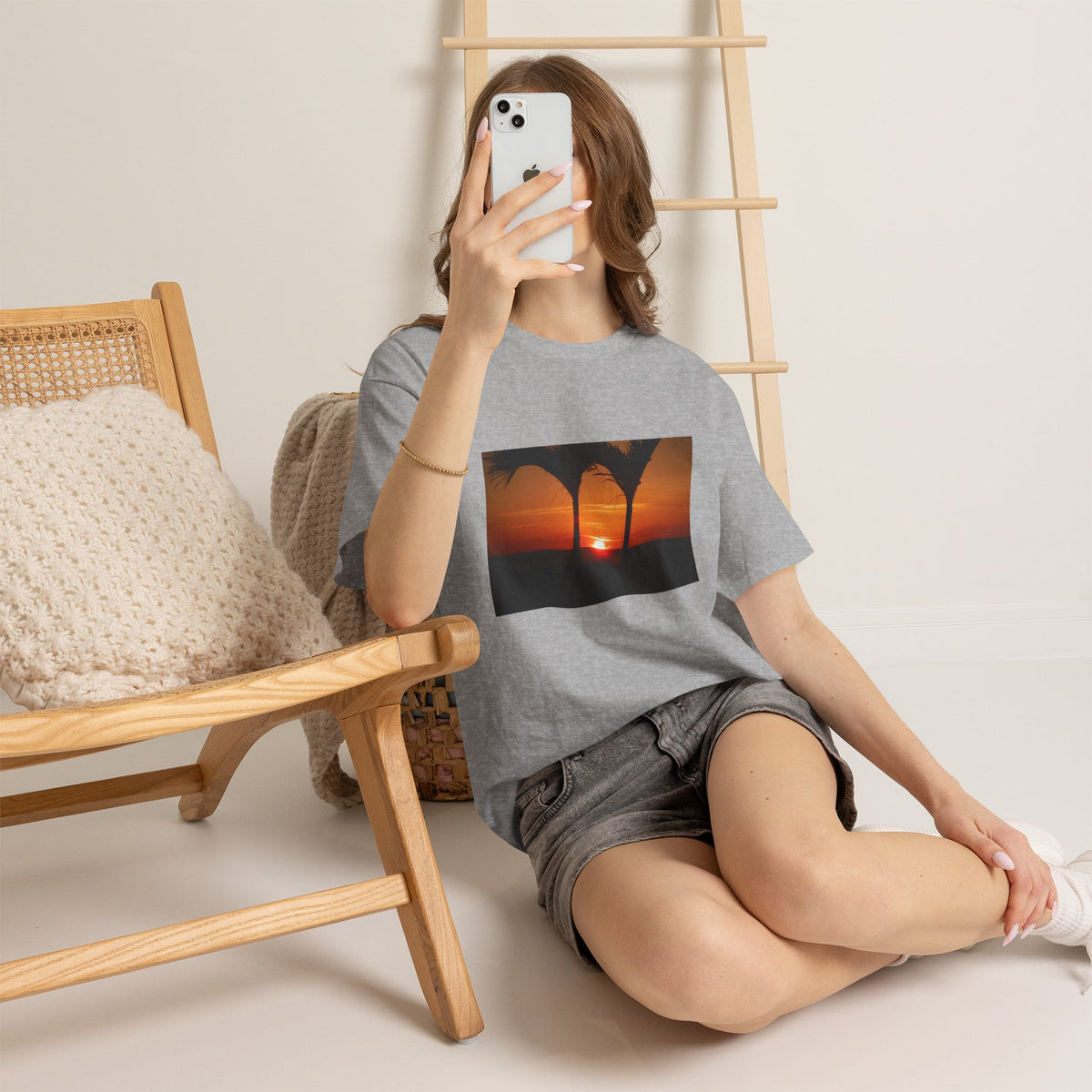 Unisex Sunset Palm Trees Swaying Heavy Cotton Tee