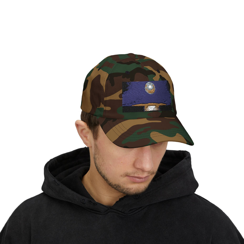 Dad Cap — Retro Full Moon Over Ocean Patch Embroidered Baseball Hat