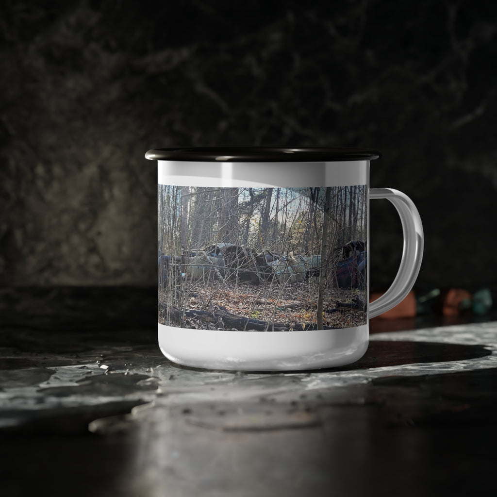 Enamel Camp Cup — Rustic Forest Junkyard Vintage Truck Photo Camper Mug