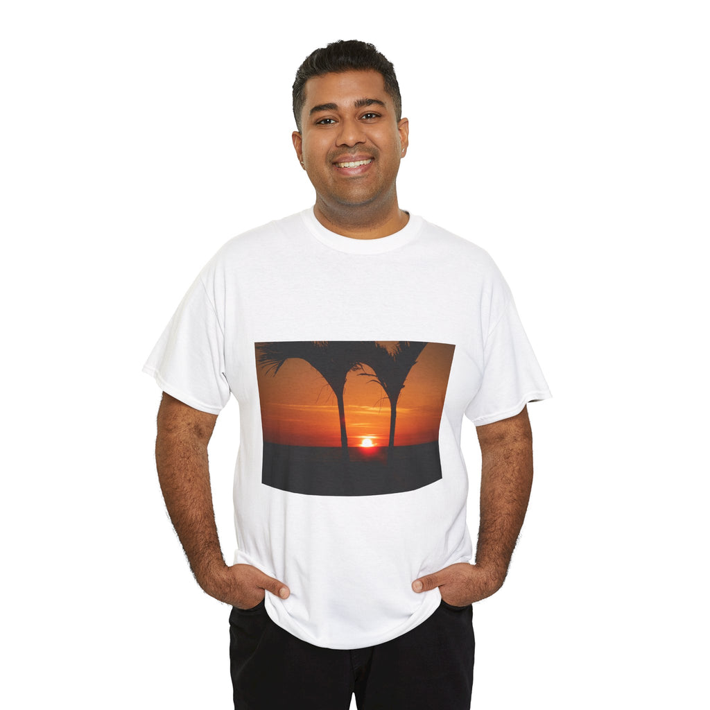 Unisex Sunset Palm Trees Swaying Heavy Cotton Tee