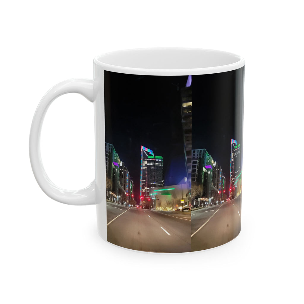 City Lights Nightscape Ceramic Mug – Neon Downtown Skyline Coffee Cup (11oz/15oz)