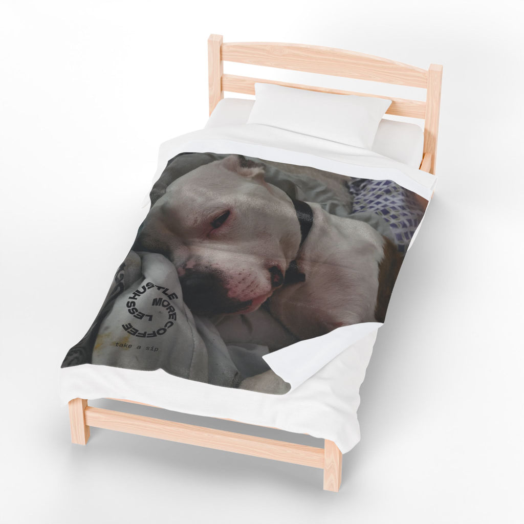 Personalized Velveteen Plush Blanket - Cozy Photo Throw with 'Hustle More' Design
