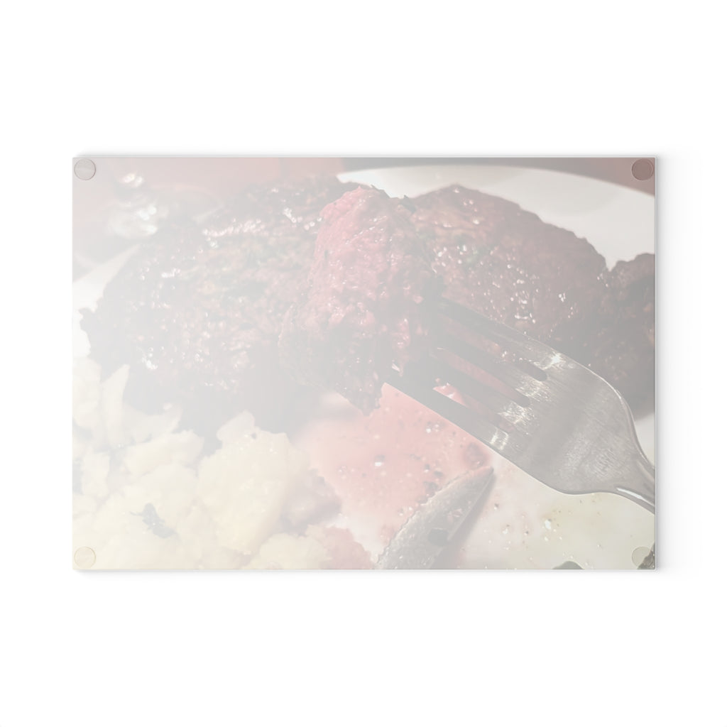 Glass Cutting Board — Steak Dinner Photo Decorative Chopping Board