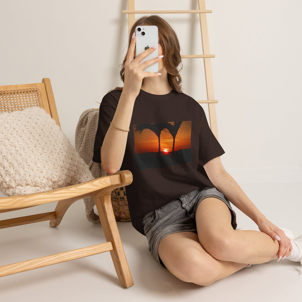 Unisex Sunset Palm Trees Swaying Heavy Cotton Tee
