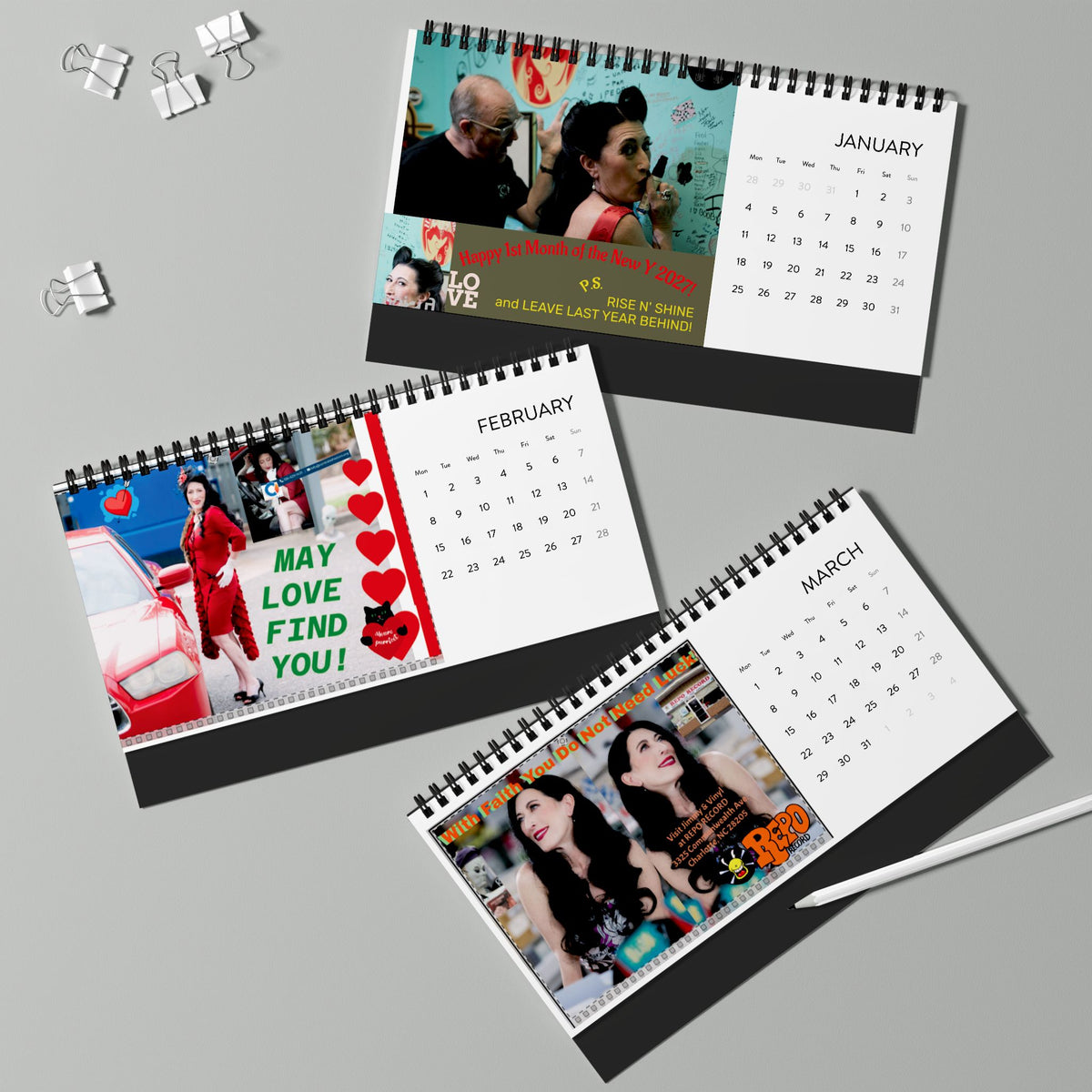 2027 Pin-Up Desk Calendar – Spiral-Bound New Year Photo Grid