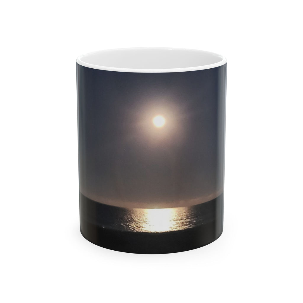 Sunrise Over Ocean Ceramic Mug — Calm Beach Coffee Cup (11oz/15oz)