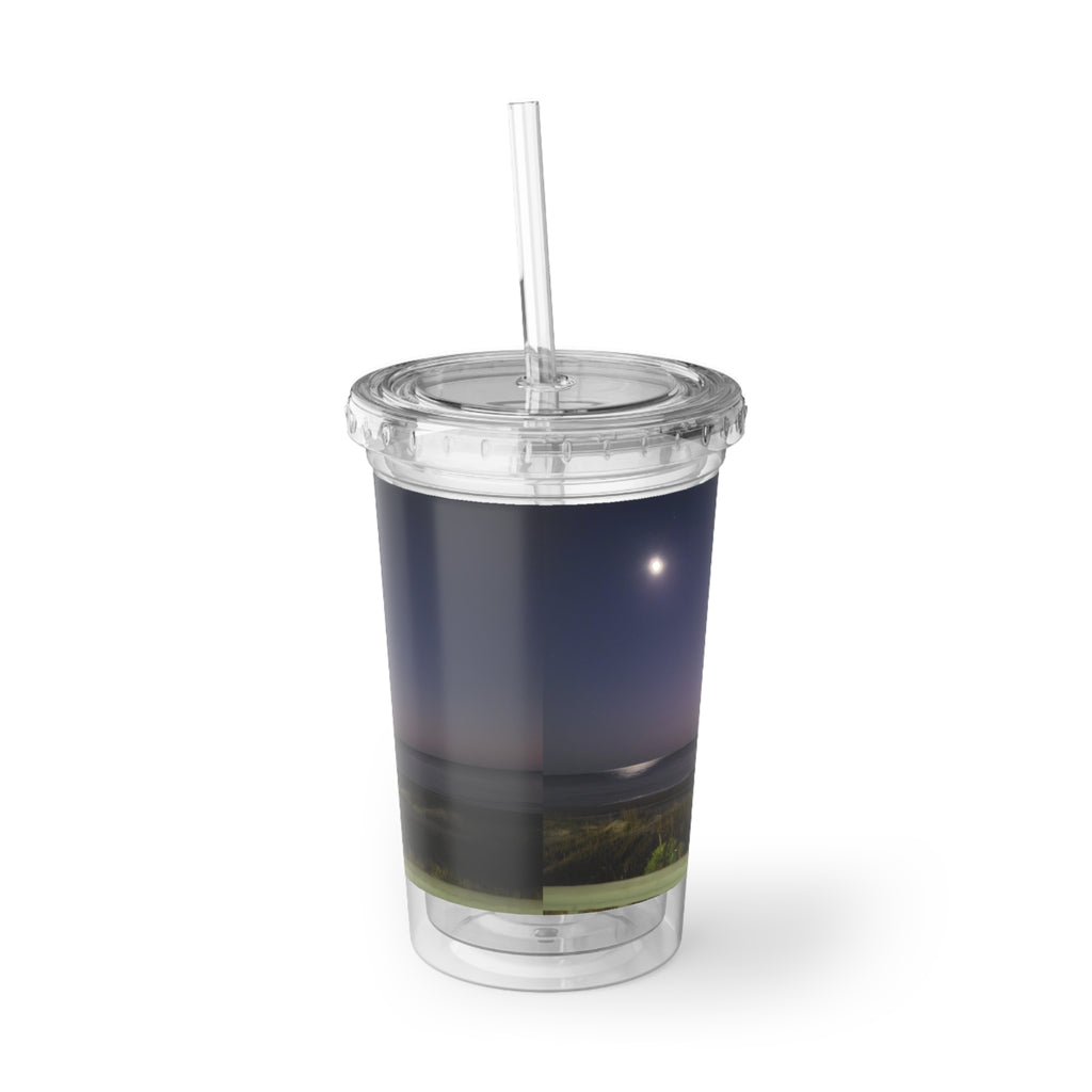 Nightfall Acrylic Tumbler – Moonlit Beach Cold Cup
