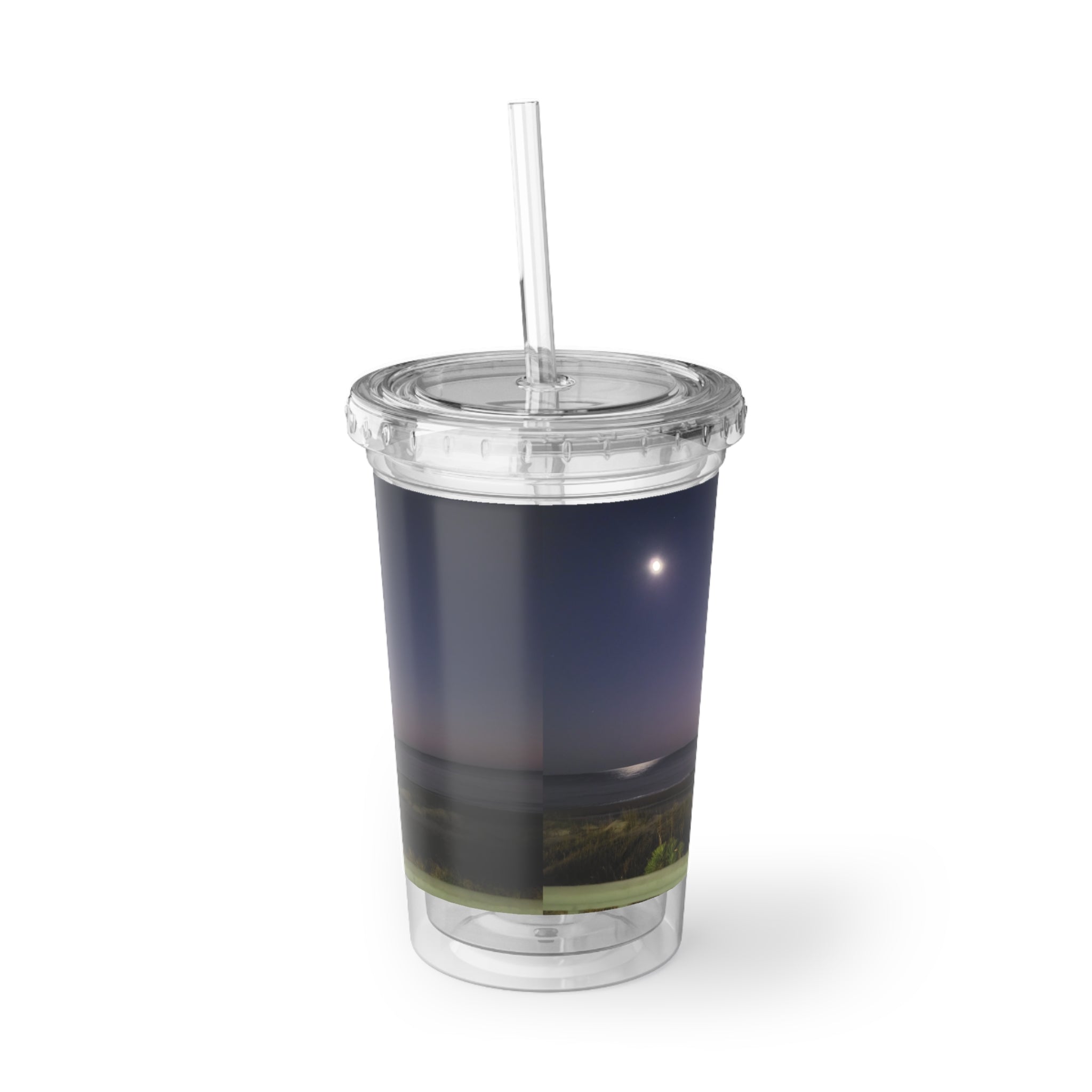 Nightfall Acrylic Tumbler – Moonlit Beach Cold Cup