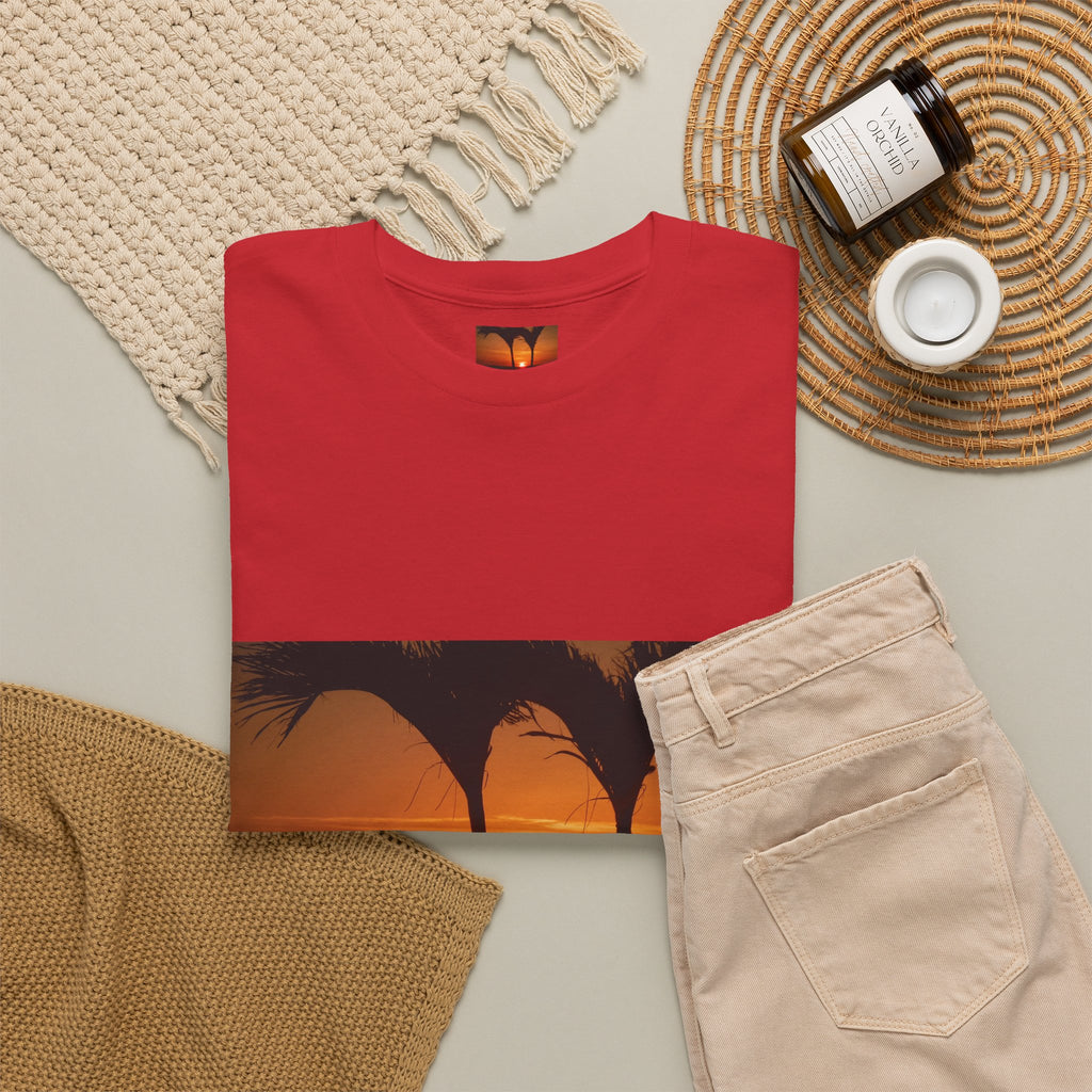 Unisex Sunset Palm Trees Swaying Heavy Cotton Tee