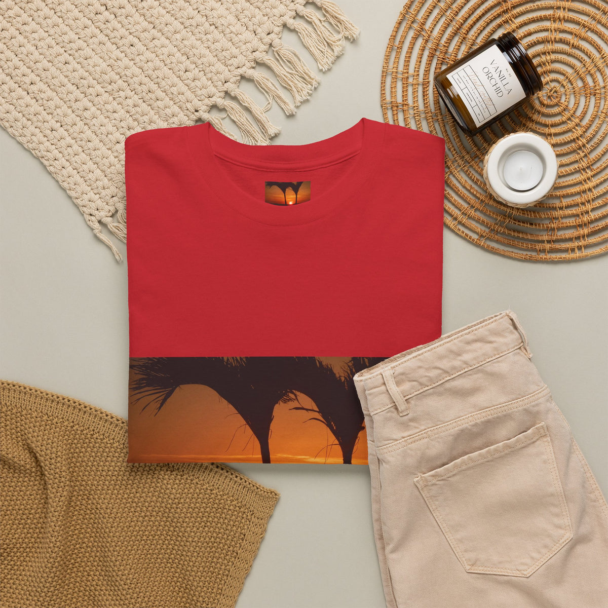 Unisex Sunset Palm Trees Swaying Heavy Cotton Tee