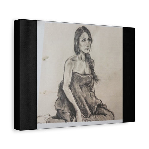 Charcoal Portrait Canvas Print — Elegant Woman Figure Art (Matte Stretched)