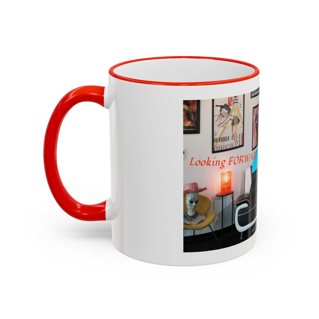 Retro Film Room Accent Rim Mug — 'Moving Forward' Graphic Coffee Cup (11oz/15oz)
