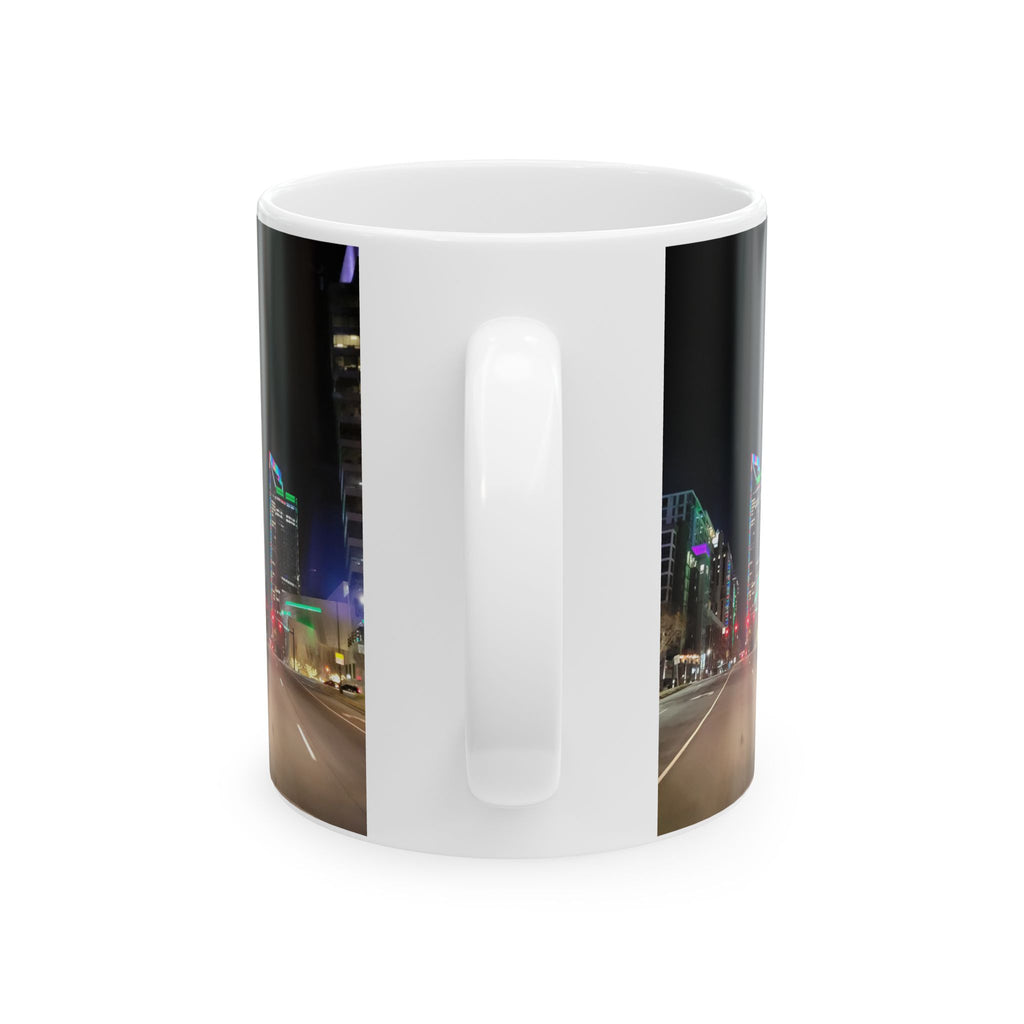 City Lights Nightscape Ceramic Mug – Neon Downtown Skyline Coffee Cup (11oz/15oz)