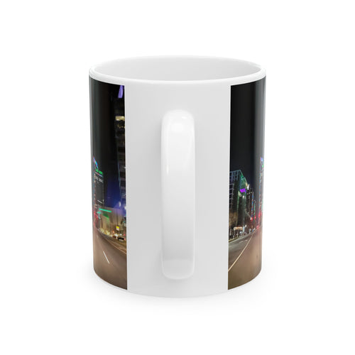 City Lights Nightscape Ceramic Mug – Neon Downtown Skyline Coffee Cup (11oz/15oz)