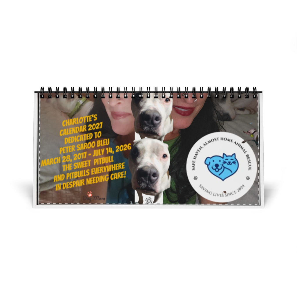 2027 Desktop Calendar — Memorial Pitbull Rescue Tribute Grid Calendar