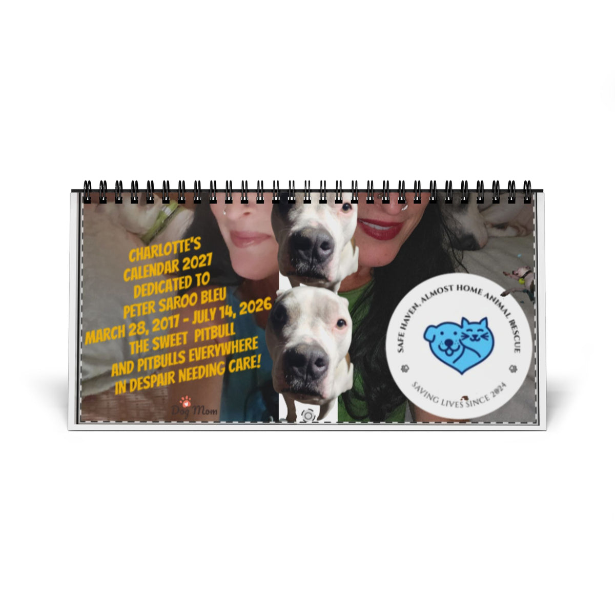 2027 Desktop Calendar — Memorial Pitbull Rescue Tribute Grid Calendar