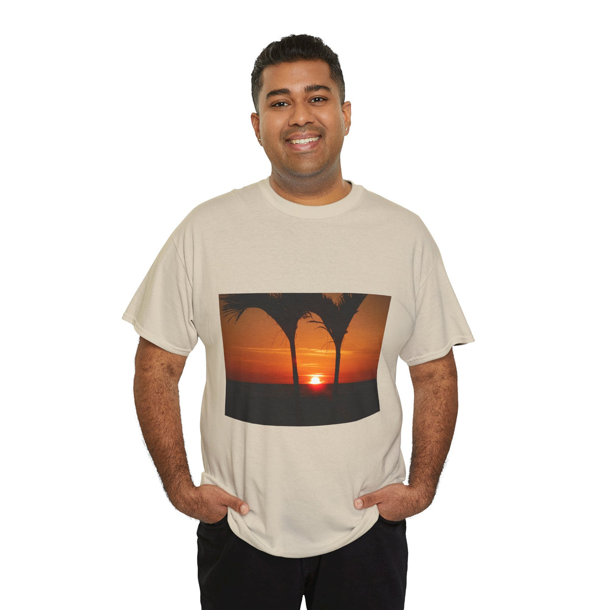 Unisex Sunset Palm Trees Swaying Heavy Cotton Tee