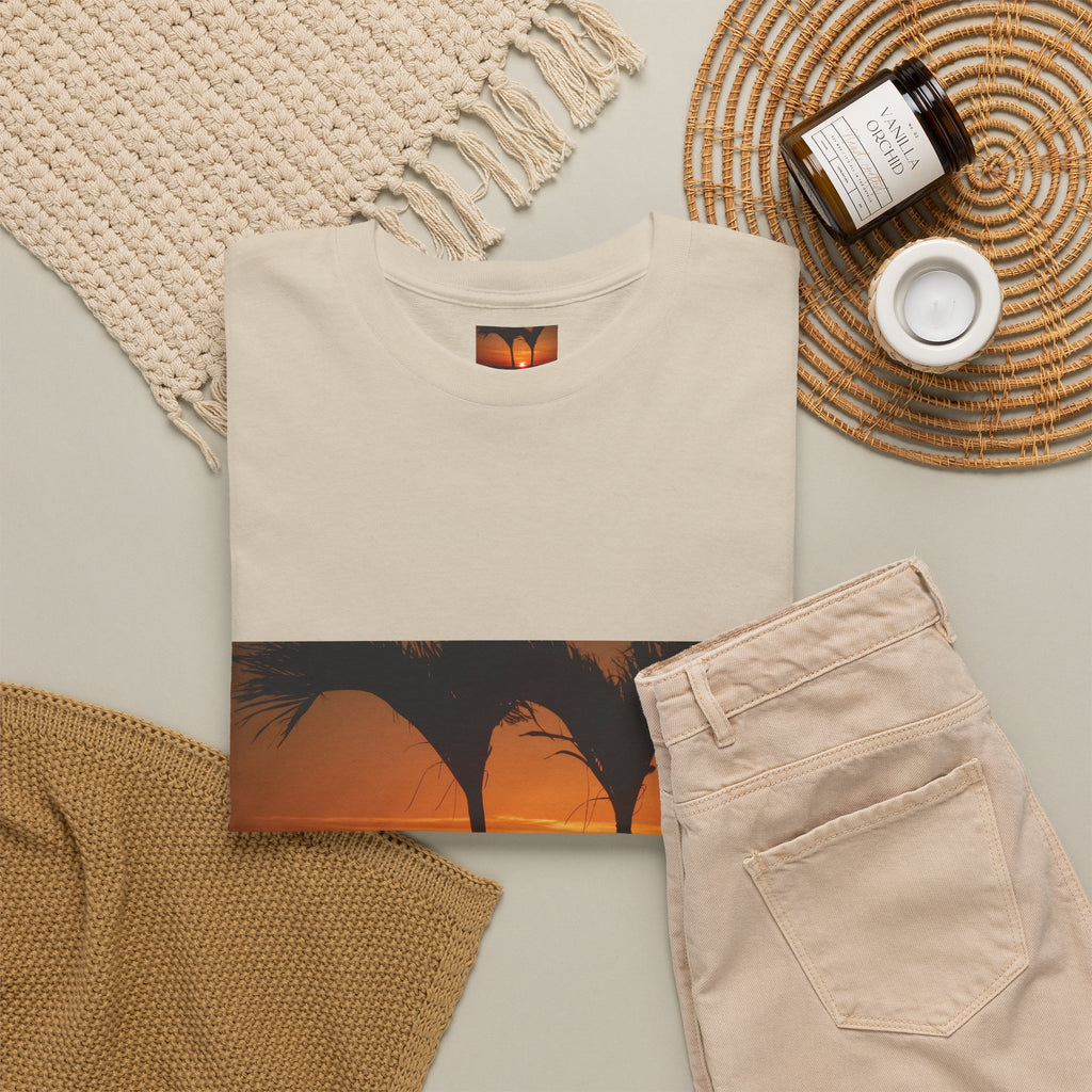 Unisex Sunset Palm Trees Swaying Heavy Cotton Tee