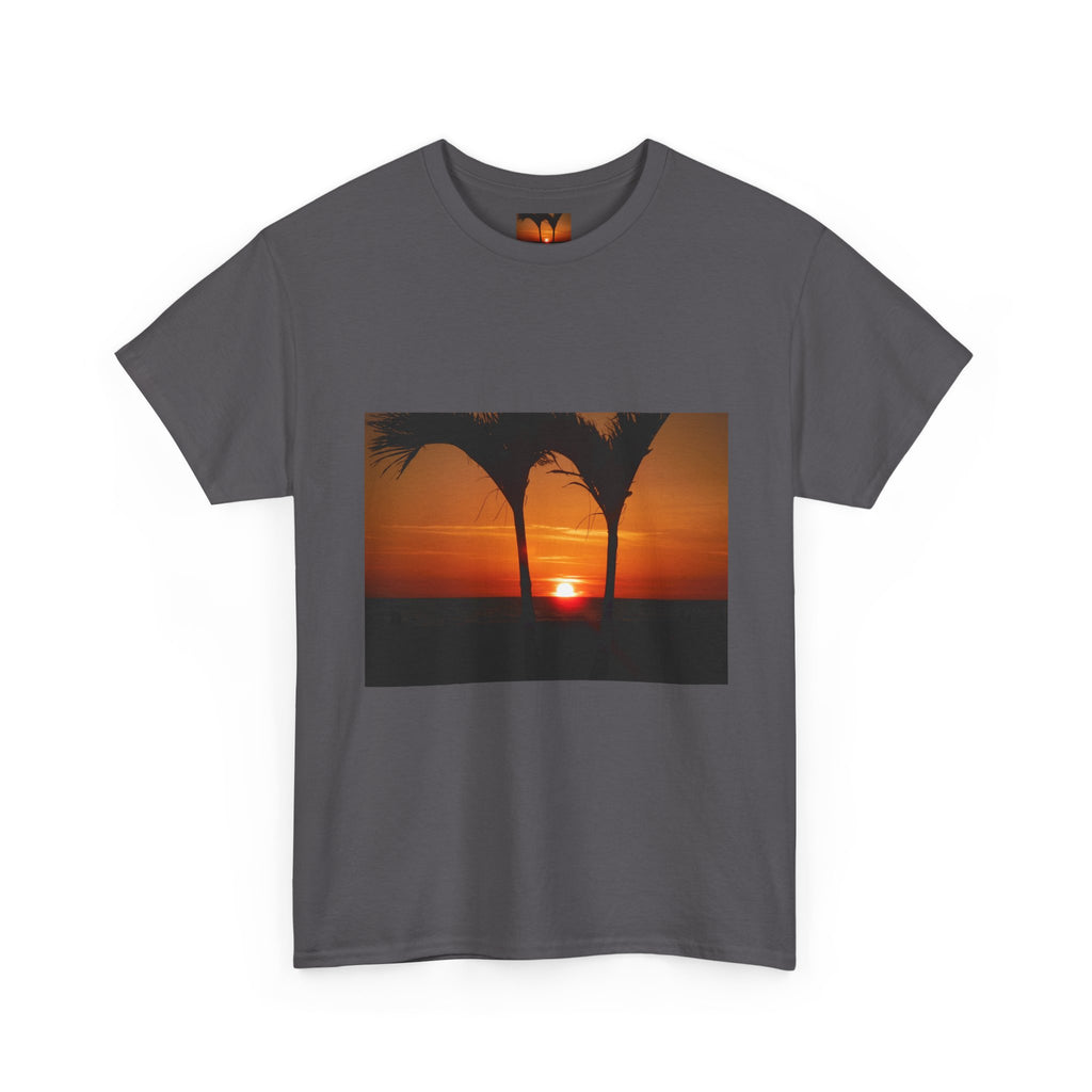 Unisex Sunset Palm Trees Swaying Heavy Cotton Tee