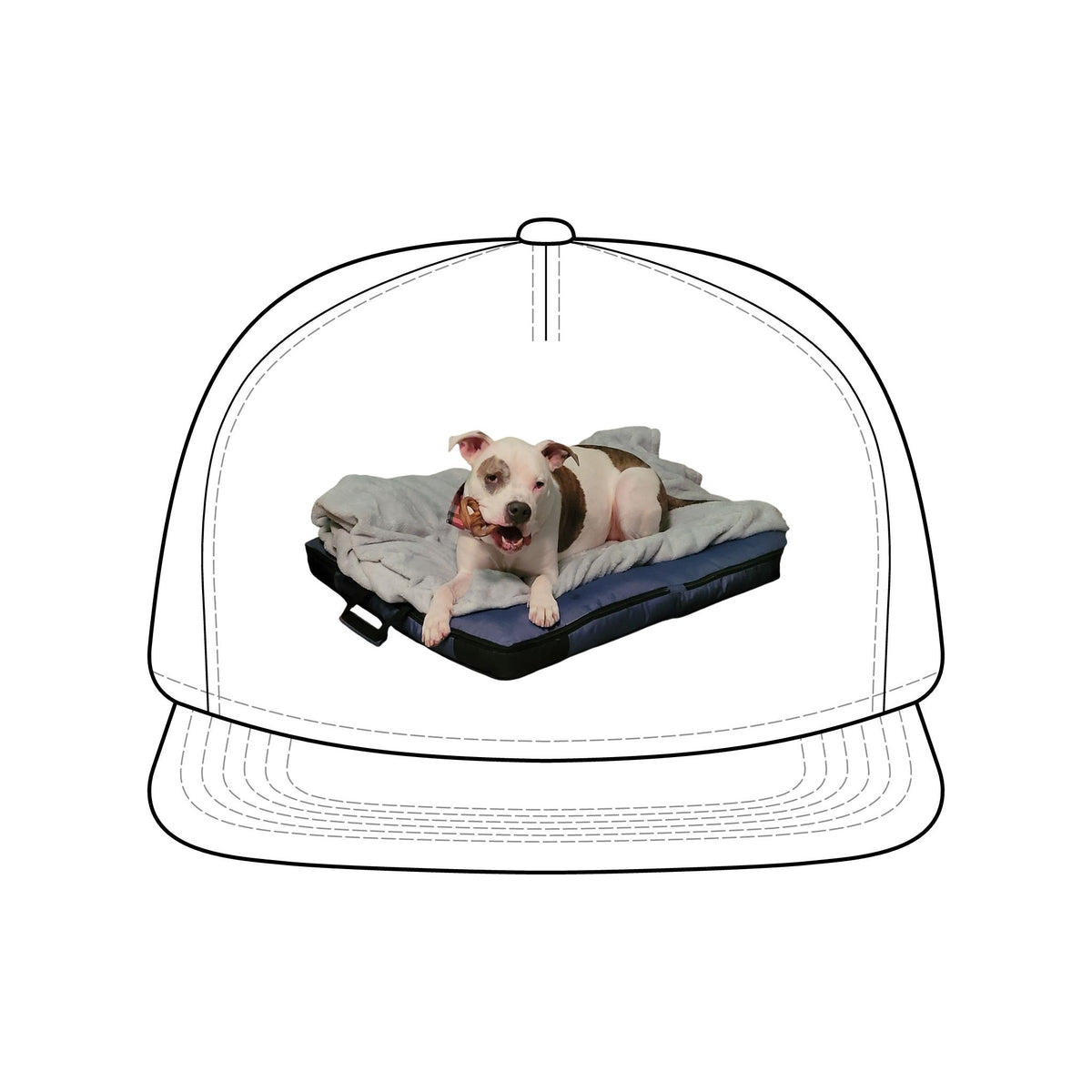 Pit Bull on Bed Trucker Hat – Cute Dog Photo Snapback Cap