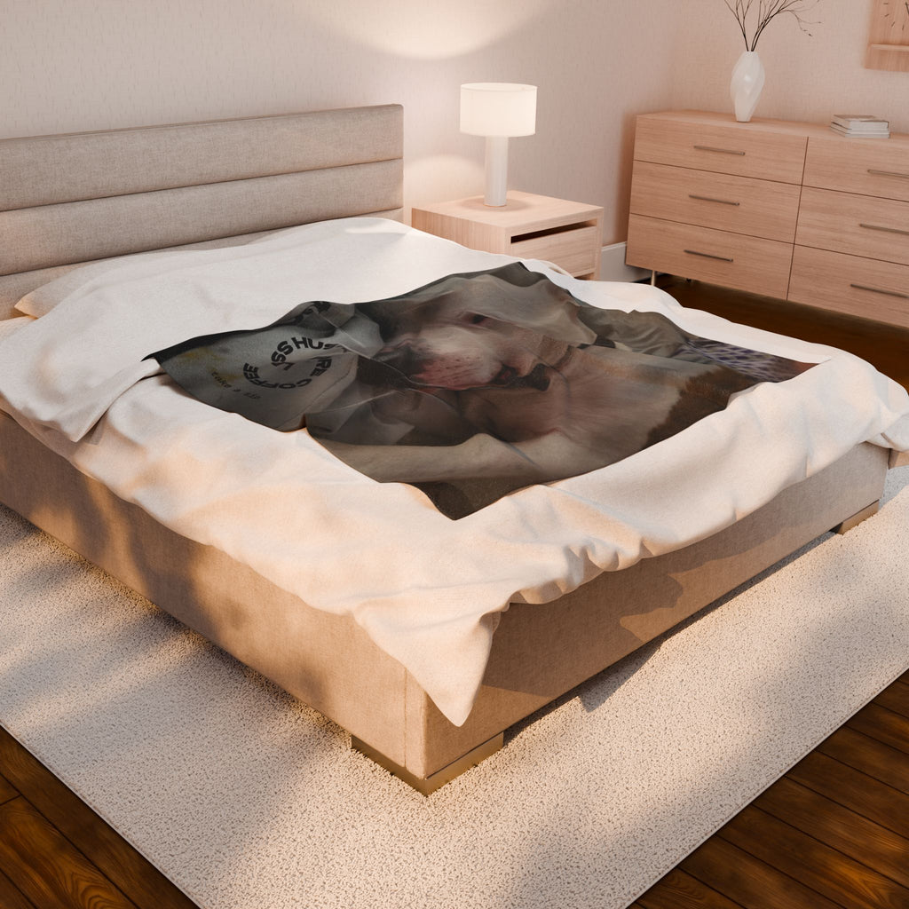 Personalized Velveteen Plush Blanket - Cozy Photo Throw with 'Hustle More' Design