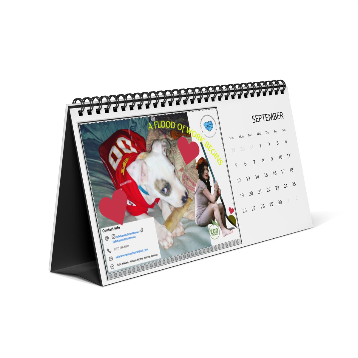 2027 Desktop Calendar — Memorial Pitbull Rescue Tribute Grid Calendar