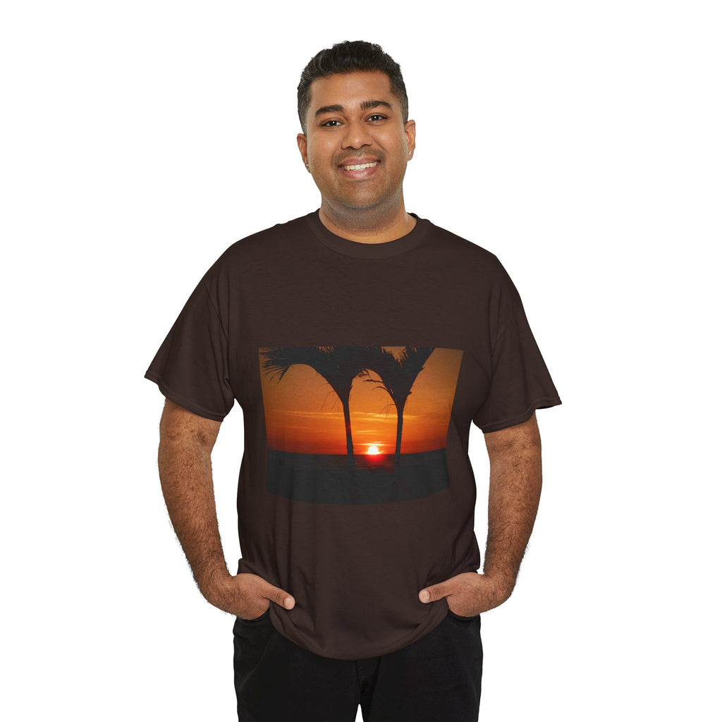 Unisex Sunset Palm Trees Swaying Heavy Cotton Tee