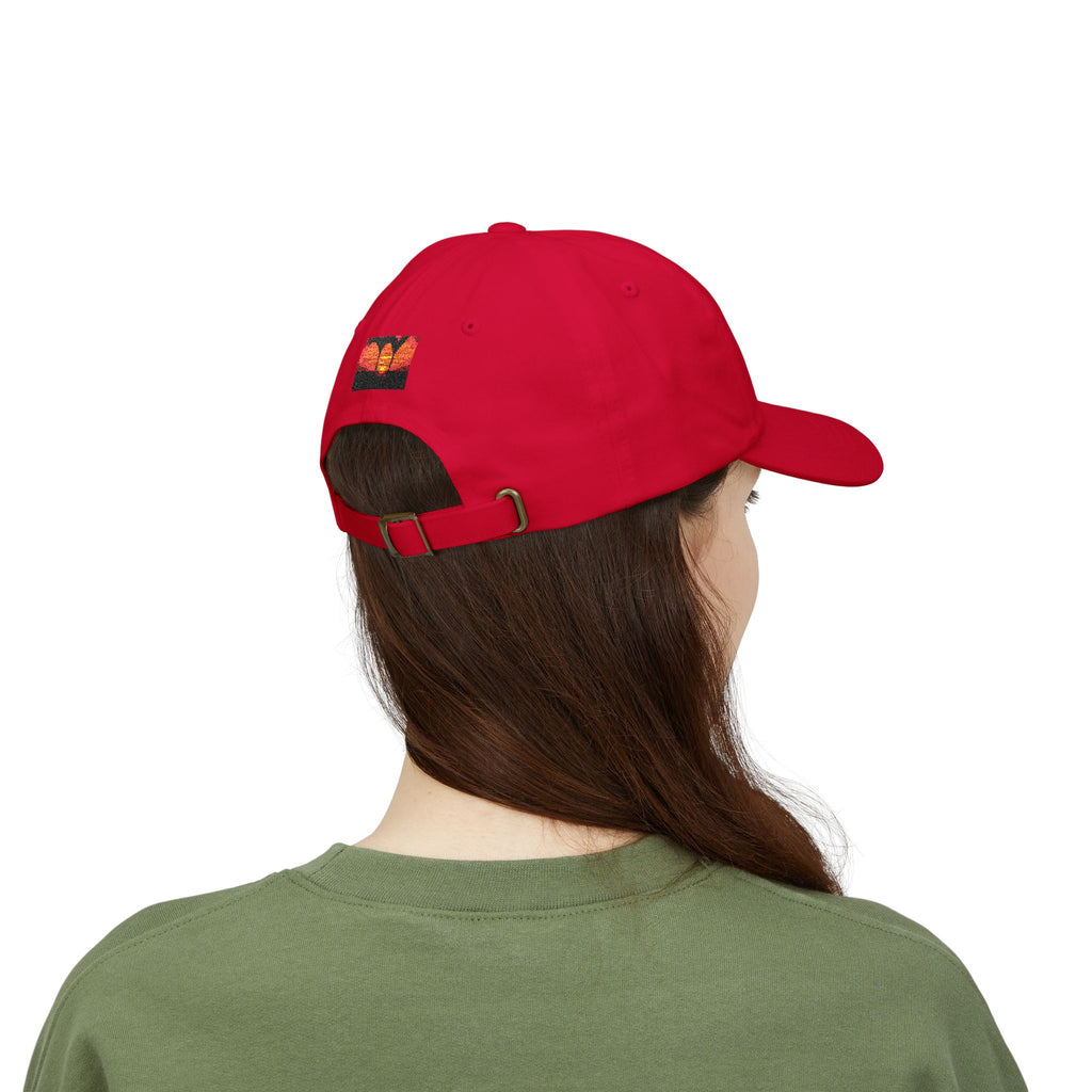 Sunset Palm Dad Cap — Retro Tropical Sunset Embroidered Hat
