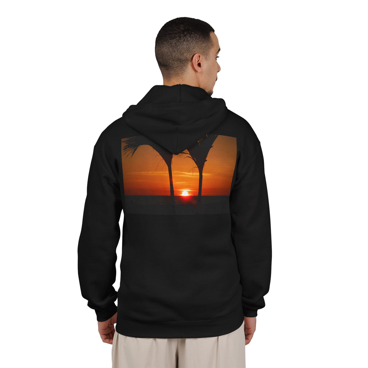 Sunset Palm Zip Hoodie – Tropical Beach Sunset Full-Zip Sweatshirt