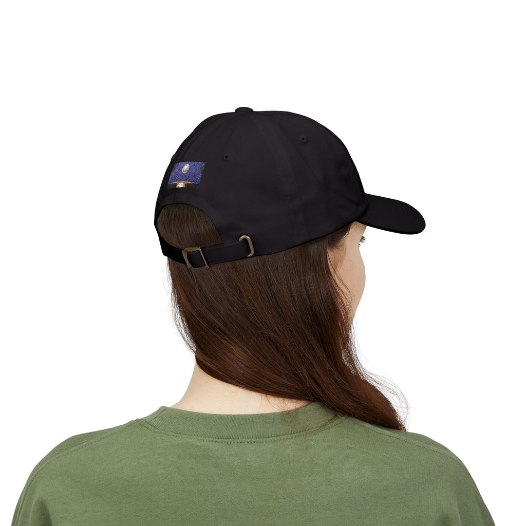 Dad Cap — Retro Full Moon Over Ocean Patch Embroidered Baseball Hat