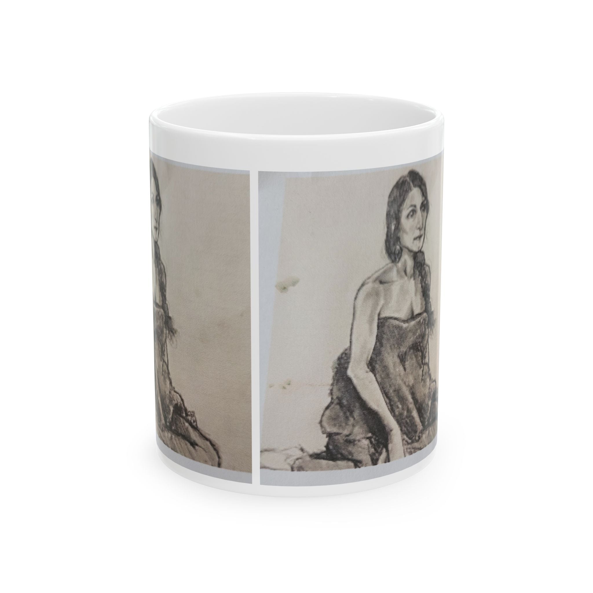 Sketch Art Mug — Vintage Figurative Pencil Drawing Coffee Cup (11oz/15oz)