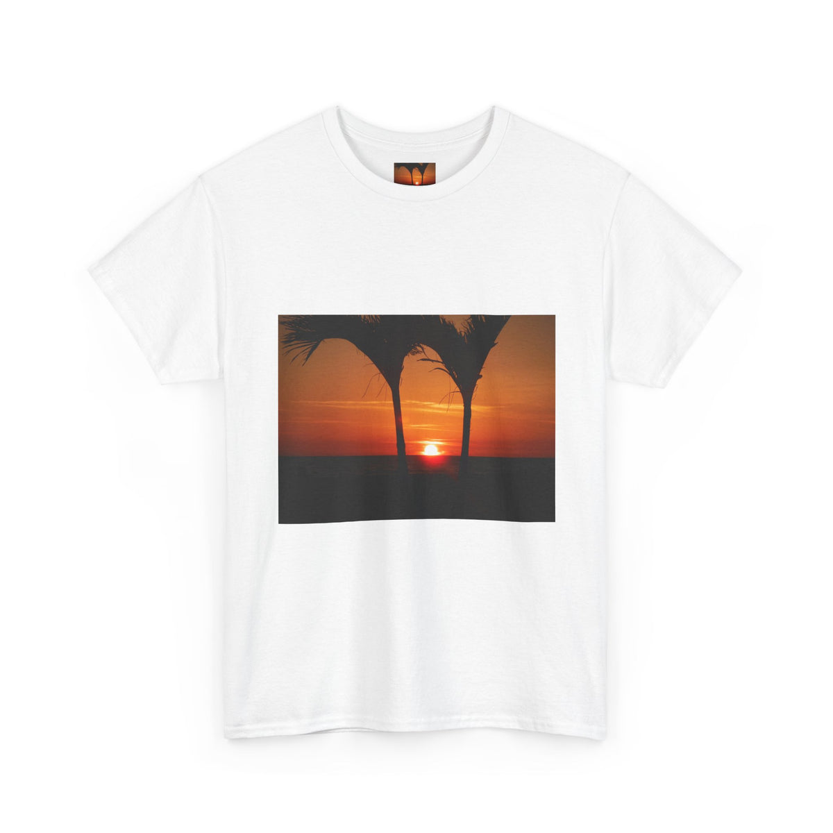 Unisex Sunset Palm Trees Swaying Heavy Cotton Tee