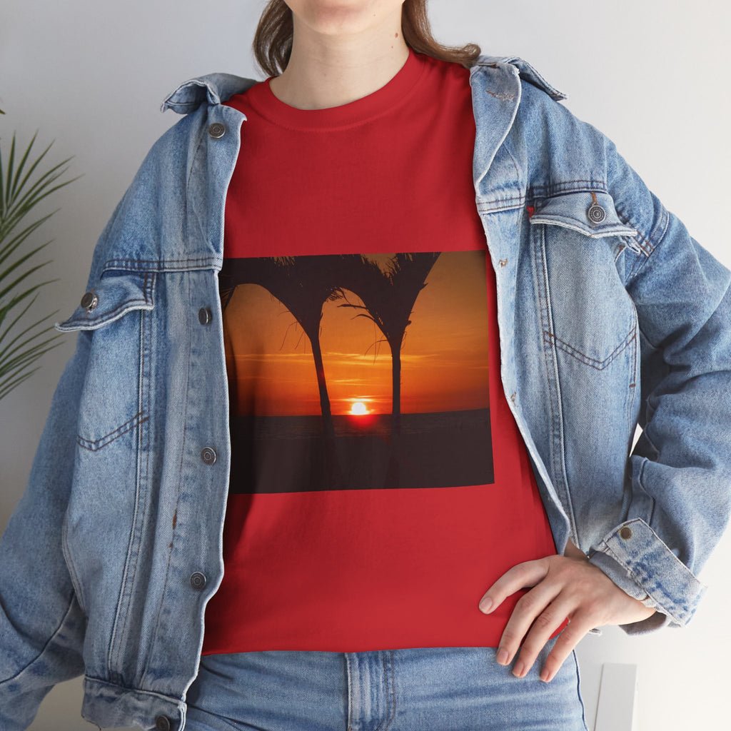 Unisex Sunset Palm Trees Swaying Heavy Cotton Tee